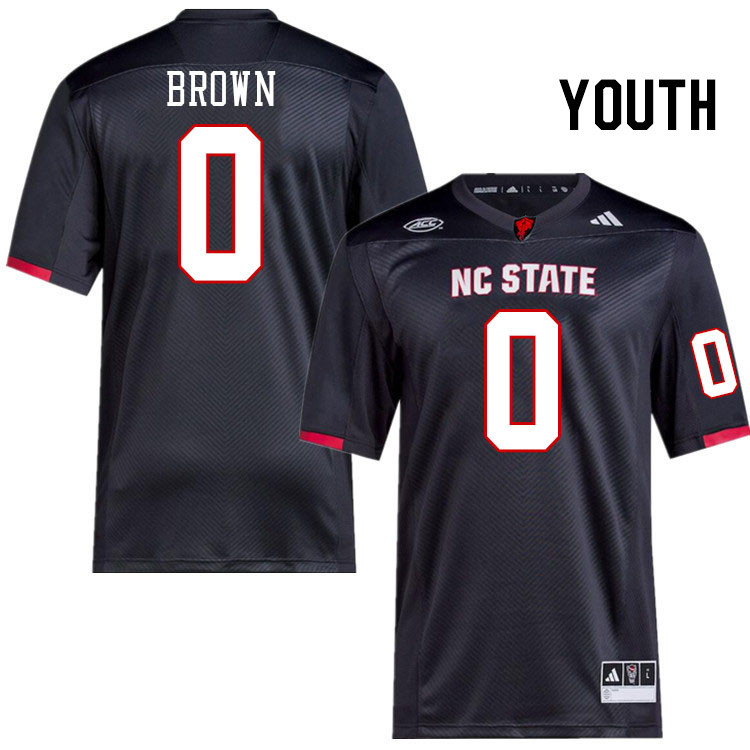 Youth #0 Sean Brown NC State Wolfpack College Football Jerseys Stitched-Black